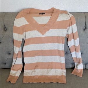 Maternity pink and white stripped sweater